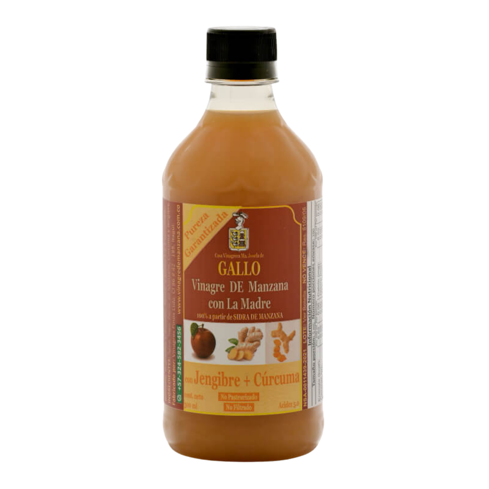 Vinagre Manzana con Jengibre y Curcuma Gallo